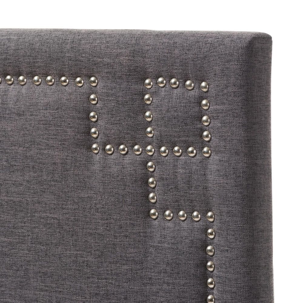Baxton Studio Geneva Twin Upholstered Panel Headboard in Dark Grey, , large