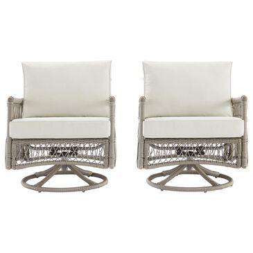 Crosley Furniture Thatcher Patio Swivel Rocker in Creme (Set of 2), , large