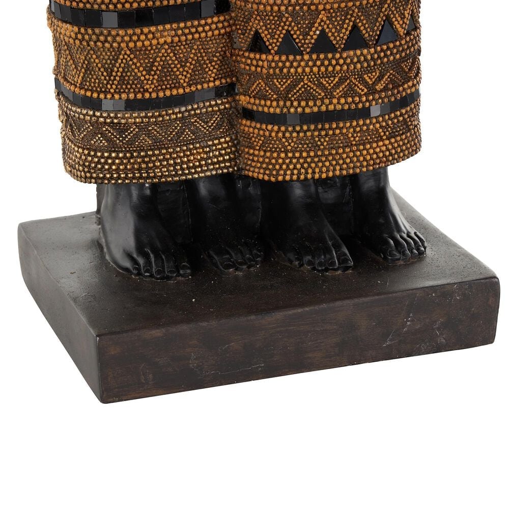 Maple and Jade Family Tall African Decorative Sculpture with Jewels in Matte Black, Gold, Copper, Bronze and White, , large