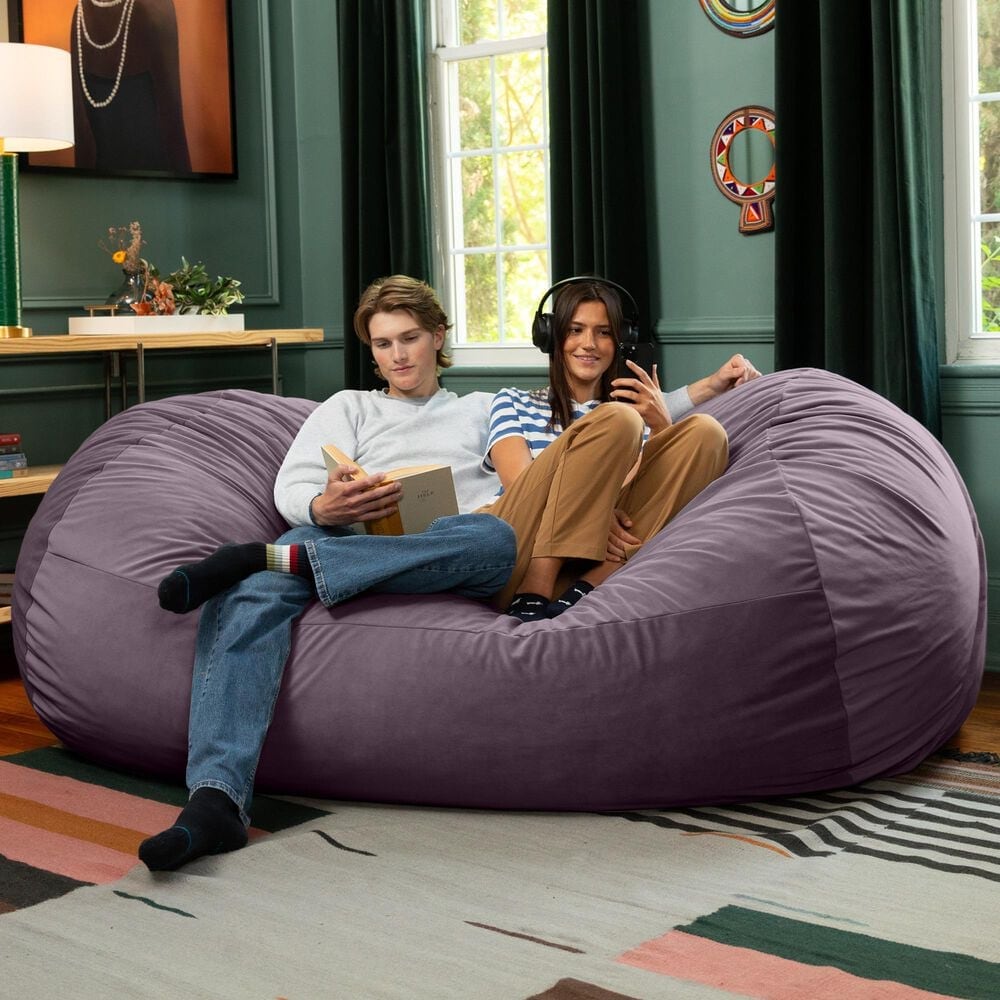 Jaxx Grand Lounger 7&#39; Bean Bag Sofa in Purple, , large