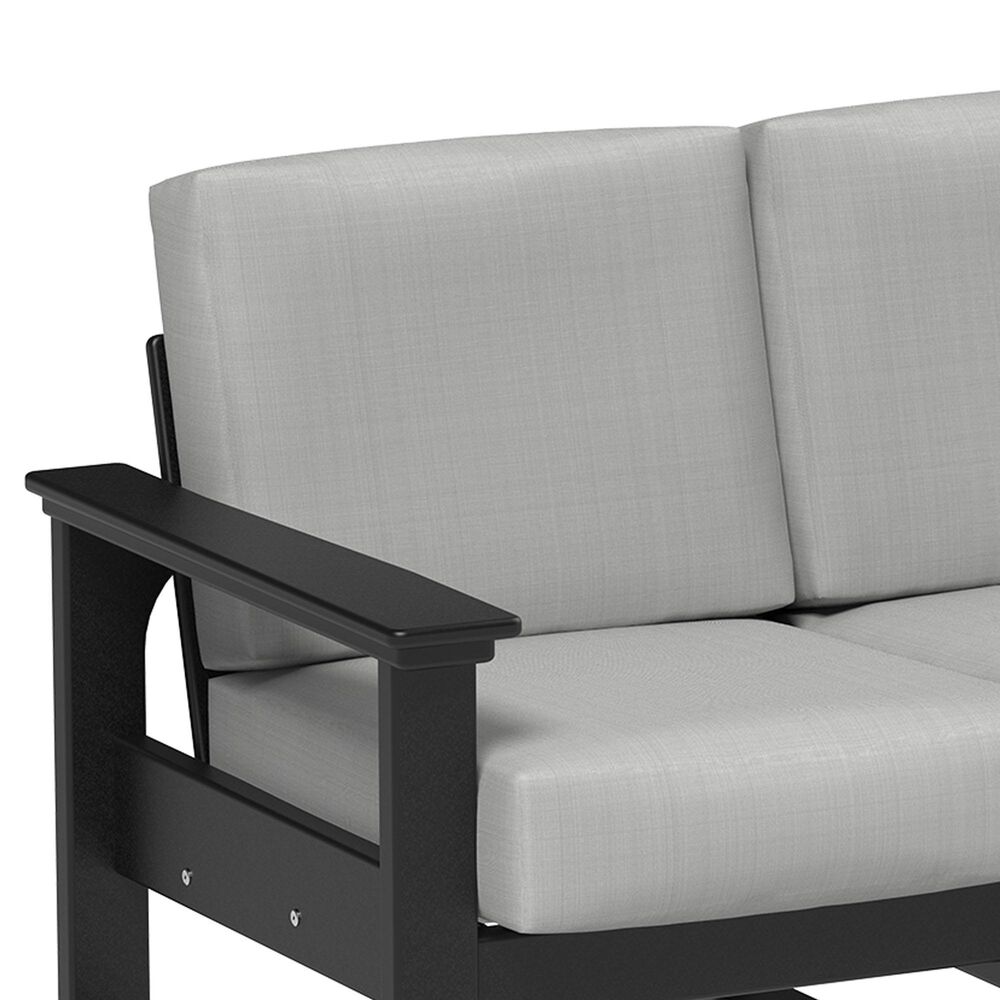 Amish Orchard Lanai Patio Deep Seating Loveseat with Black Poly Frame in Spectrum Dove, , large
