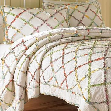Revman Ruffle Garden Twin Quilt in Ivory, Green, Blue and Yellow, , large