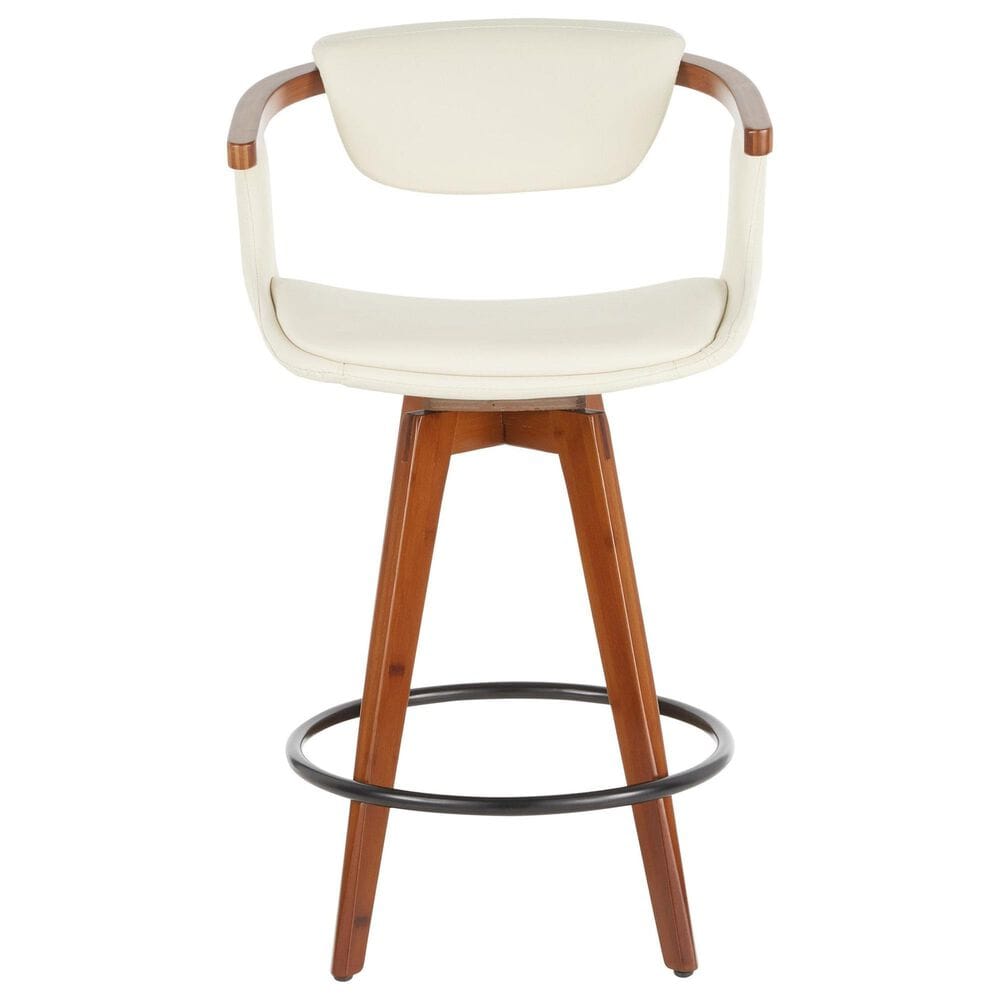 Lumisource Oracle Swivel Counter Stool with Cream Cushion in Walnut and Black, , large