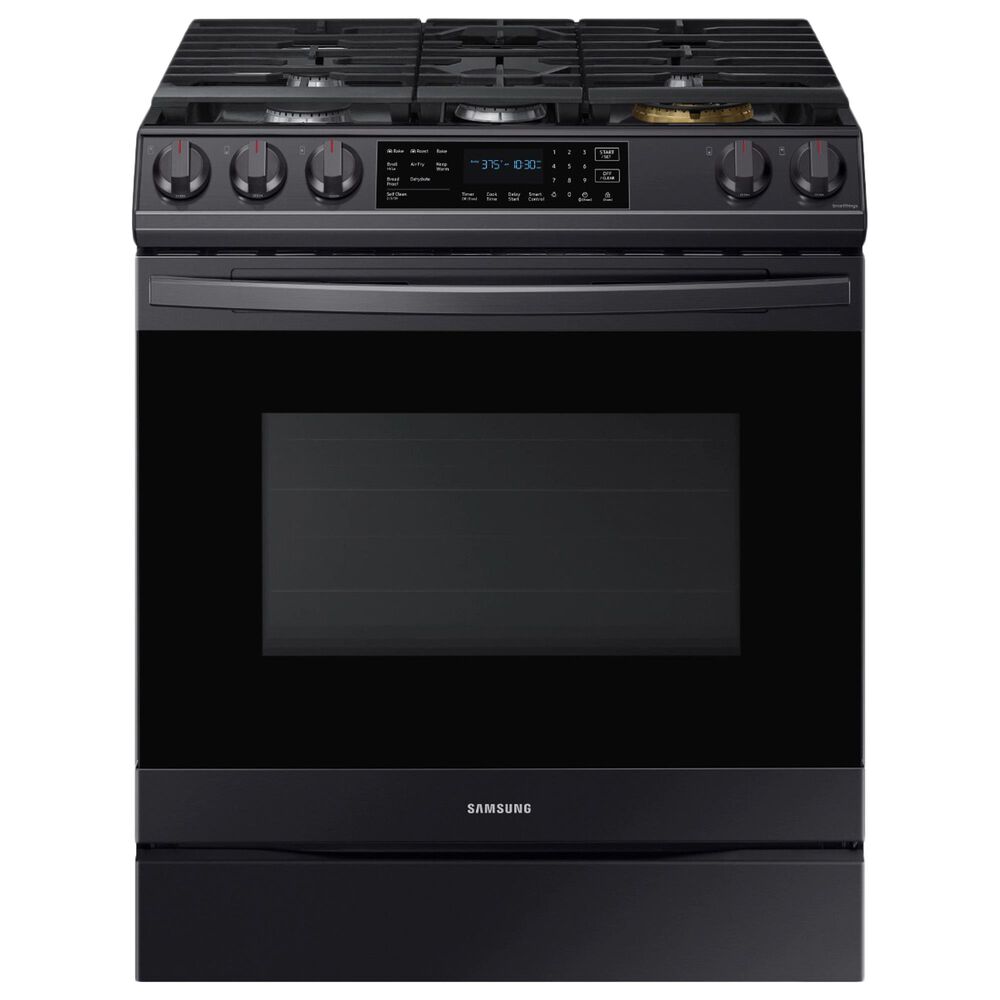 Samsung 6.0 Cu. Ft. Front Control Slide-in Gas Range with Air Fry and Wi-Fi in Black Stainless Steel, , large