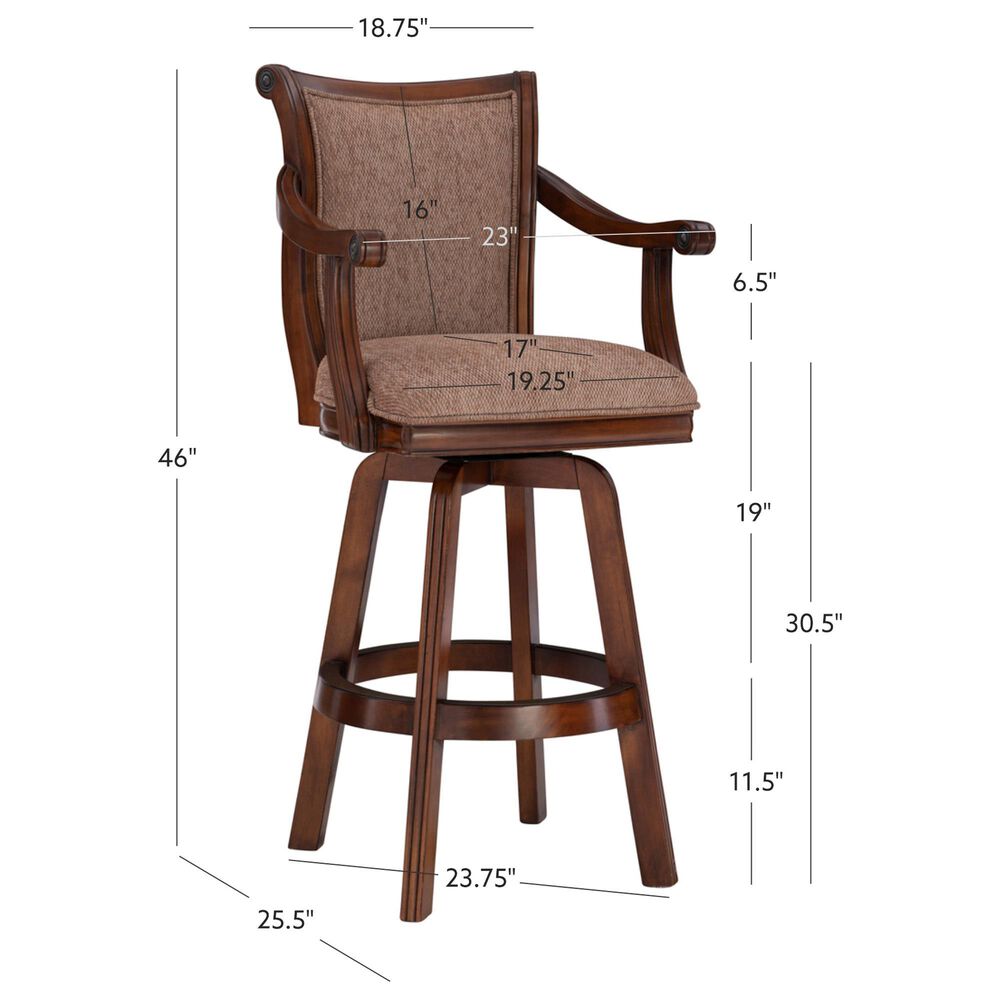 Linon Home Decor Brandon Swivel Bar Stool in Cherry, , large