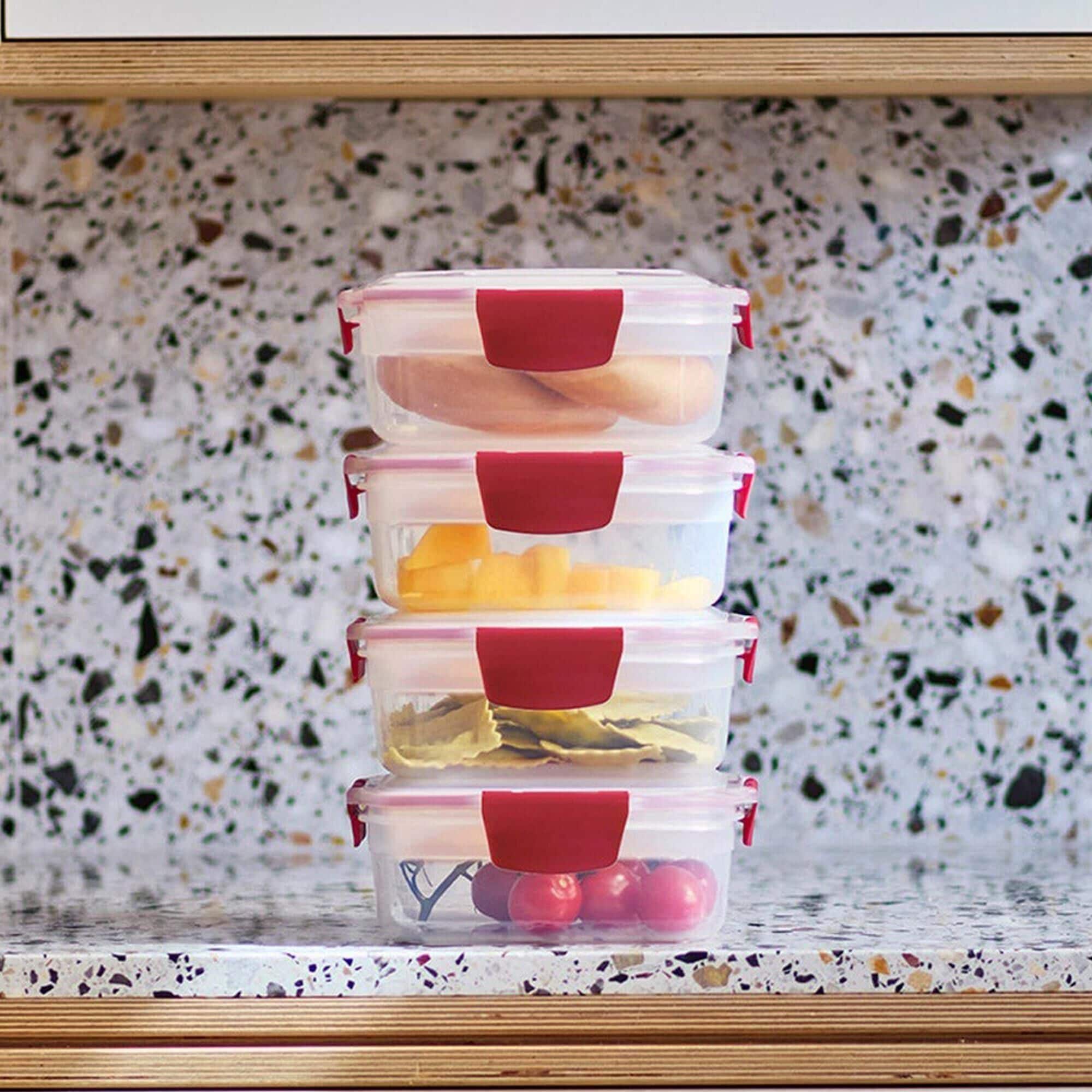 Joseph Joseph Nest Lock 8-Piece Round Food Container Set in Red