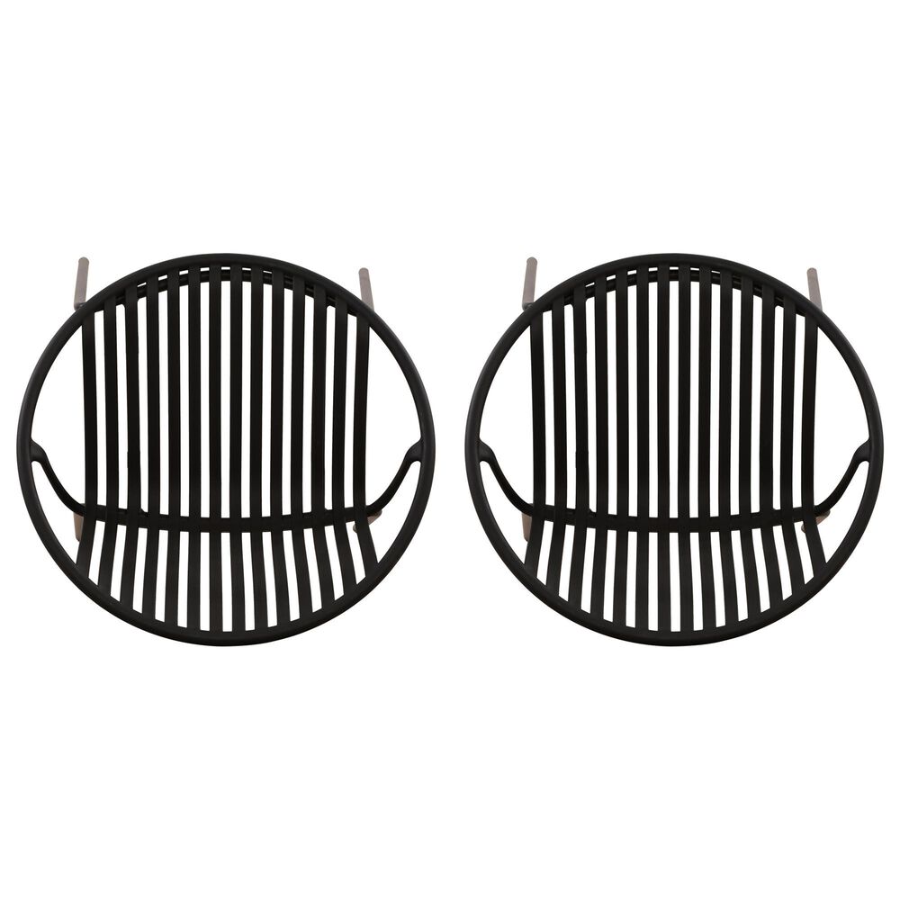 Hearth and Haven Patio Stackable Dining Chair with Breathable Design in Black &#40;Set of 2&#41;, , large
