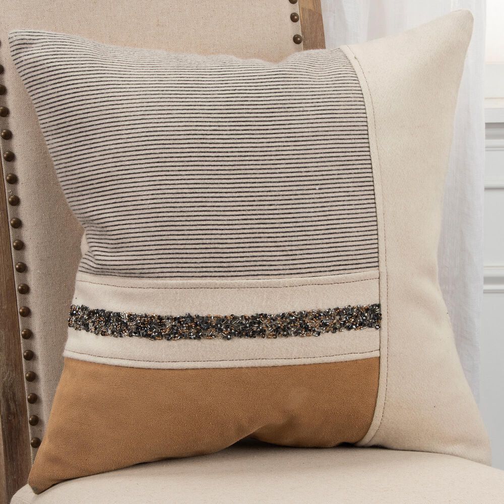 Rizzy Home Striped 20" Pillow Cover in Natural, , large