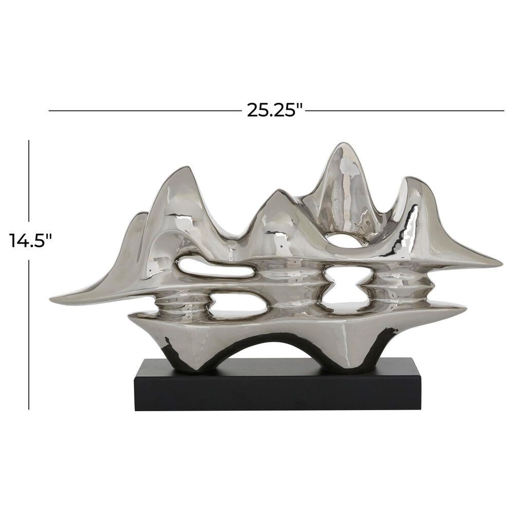 Maple and Jade Porcelain Sculpture in Silver and Black, , large