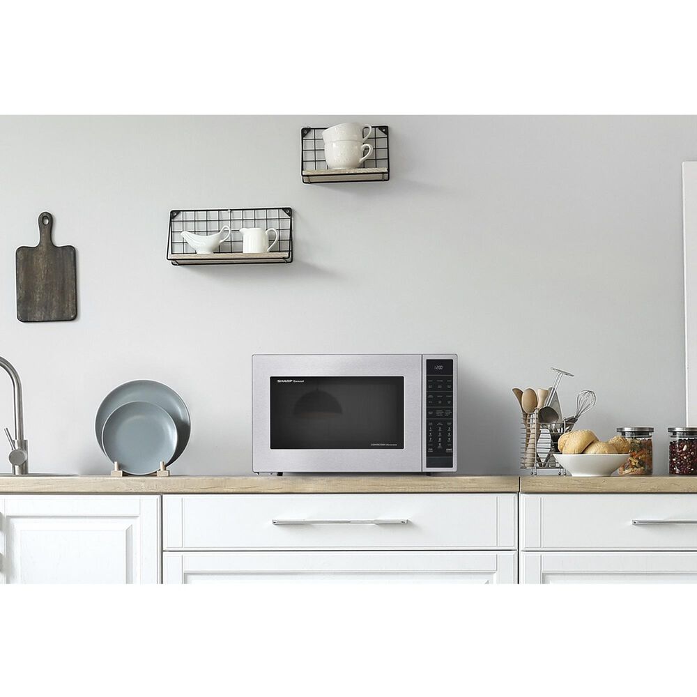 Sharp 1.5 Cu. Ft. Convection Countertop Microwave Oven in Black and Stainless Steel, , large