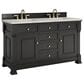 James Martin Vanities Brookfield 60" Double Bathroom Vanity in Black Onyx with 3 cm Victorian Silver Quartz Top and Rectangular Sinks, , large