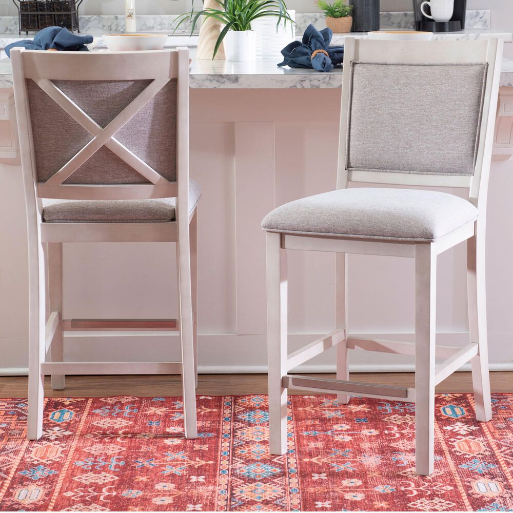 Linon Home Decor Mckoy Counter Stool in White (Set of 2), , large