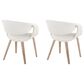 LumiSource Curvo Contemporary Upholstered Chair in Whitewashed Wood and White Faux Leather by LumiSource - Set of 2, , large
