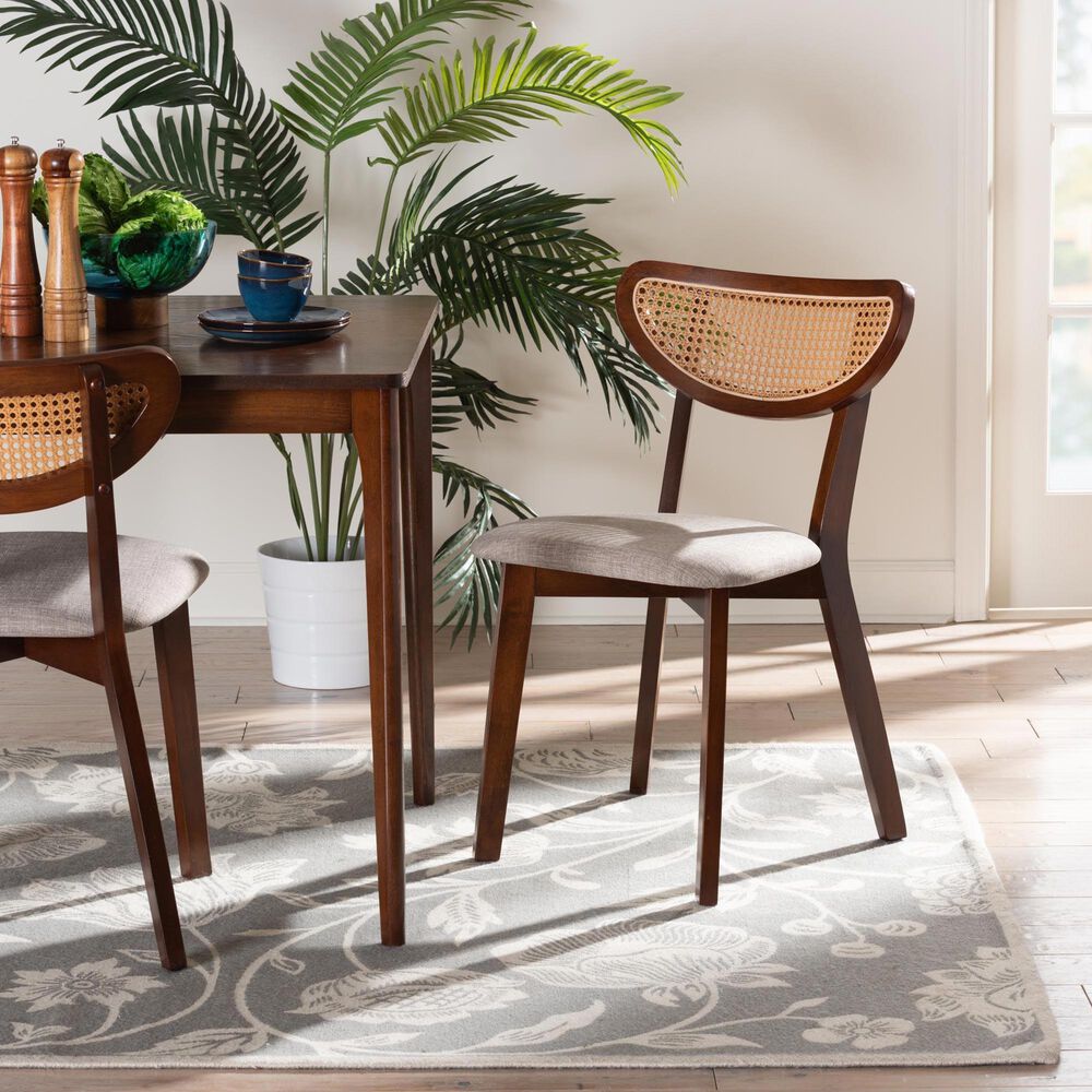 Baxton Studio Dannell Side Chair in Walnut Brown and Light Brown (Set of 2), , large