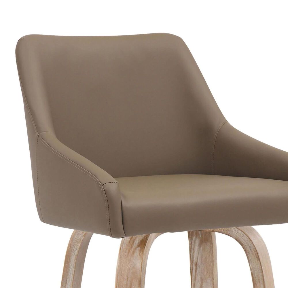 LumiSource Hannah Swivel Counter Stool with Brown Faux Leather Upholstery in Whitewashed and Black (Set of 2), , large
