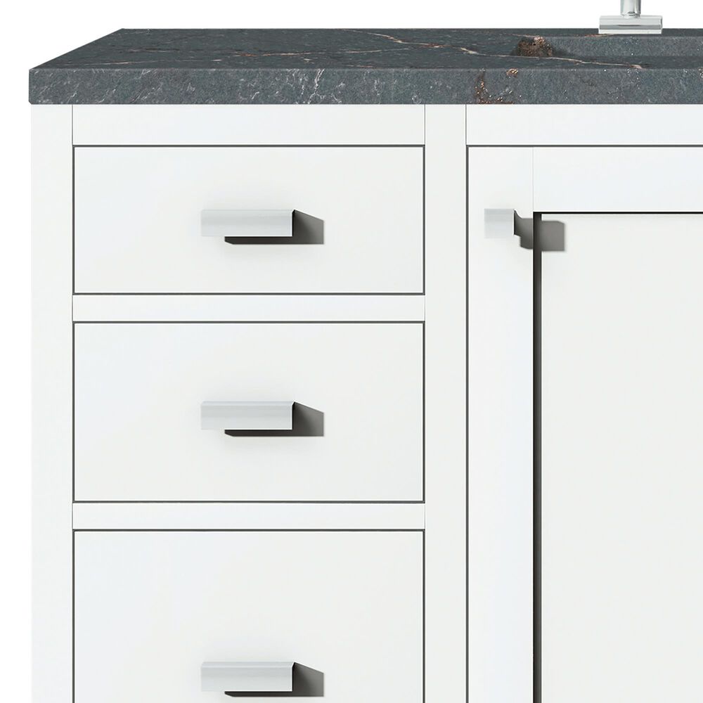 James Martin Vanities Addison 48" Single Bathroom Vanity in Glossy White with 3 cm Parisien Bleu Quartz Top and Rectangular Sink, , large