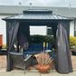 HOMLUX 8" x 10" Outdoor Hardtop Gazebo with Galvanized Steel Roof, Netting, and Curtains Gray, , large