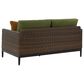 Ashley Horizon Hall Outdoor Loveseat with Green Cushion in Brown, , large