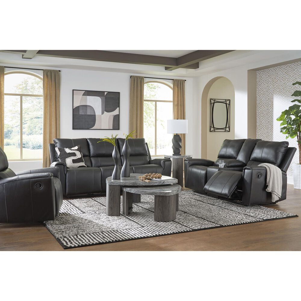 Ashley Glossmore Manual Reclining Sofa in Black, , large
