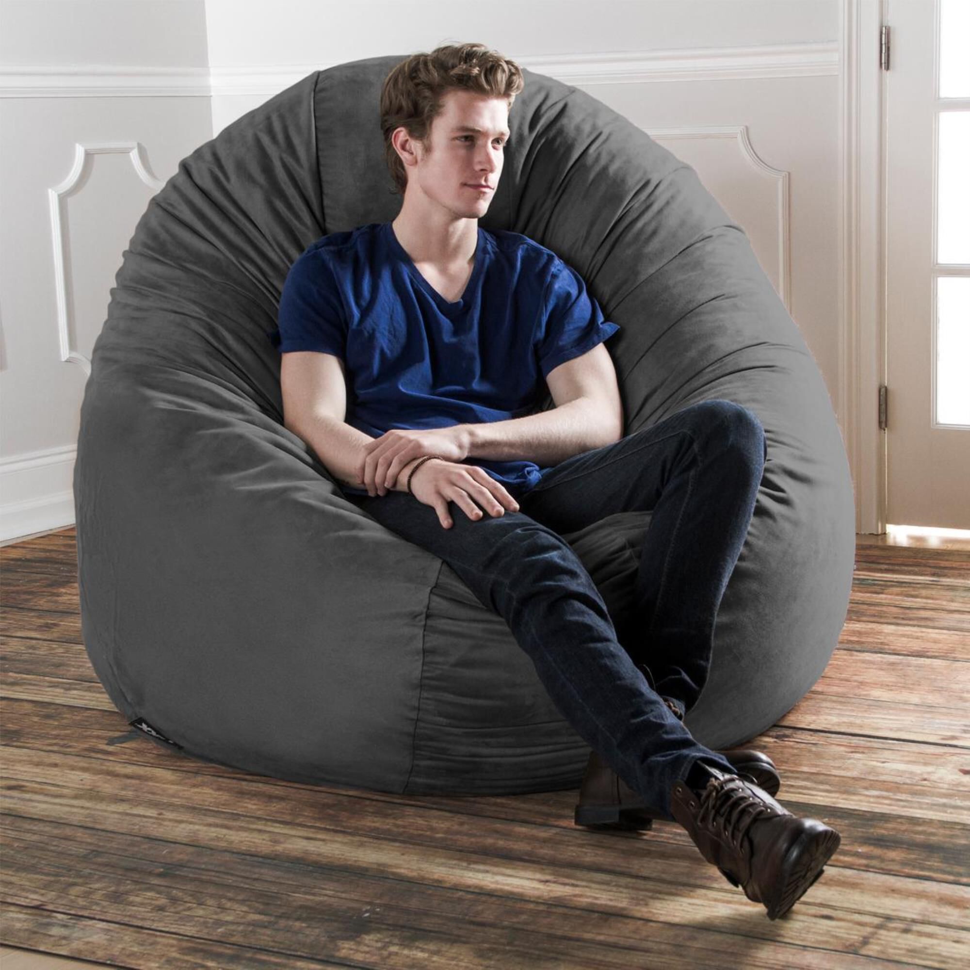Jaxx 6 Cocoon Large Bean Bag Chair in Charcoal NFM