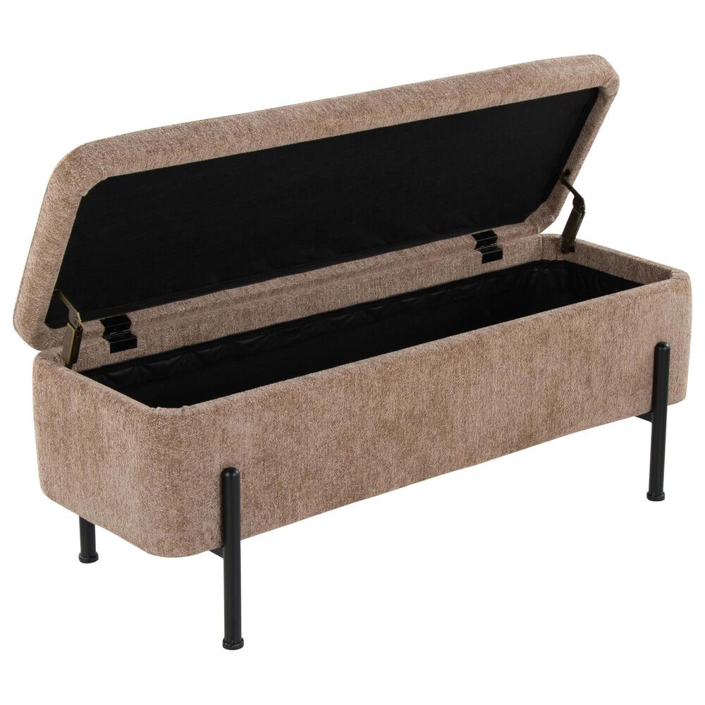 Lumisource Daniella Storage Bench with Brown Cushion in Black, , large