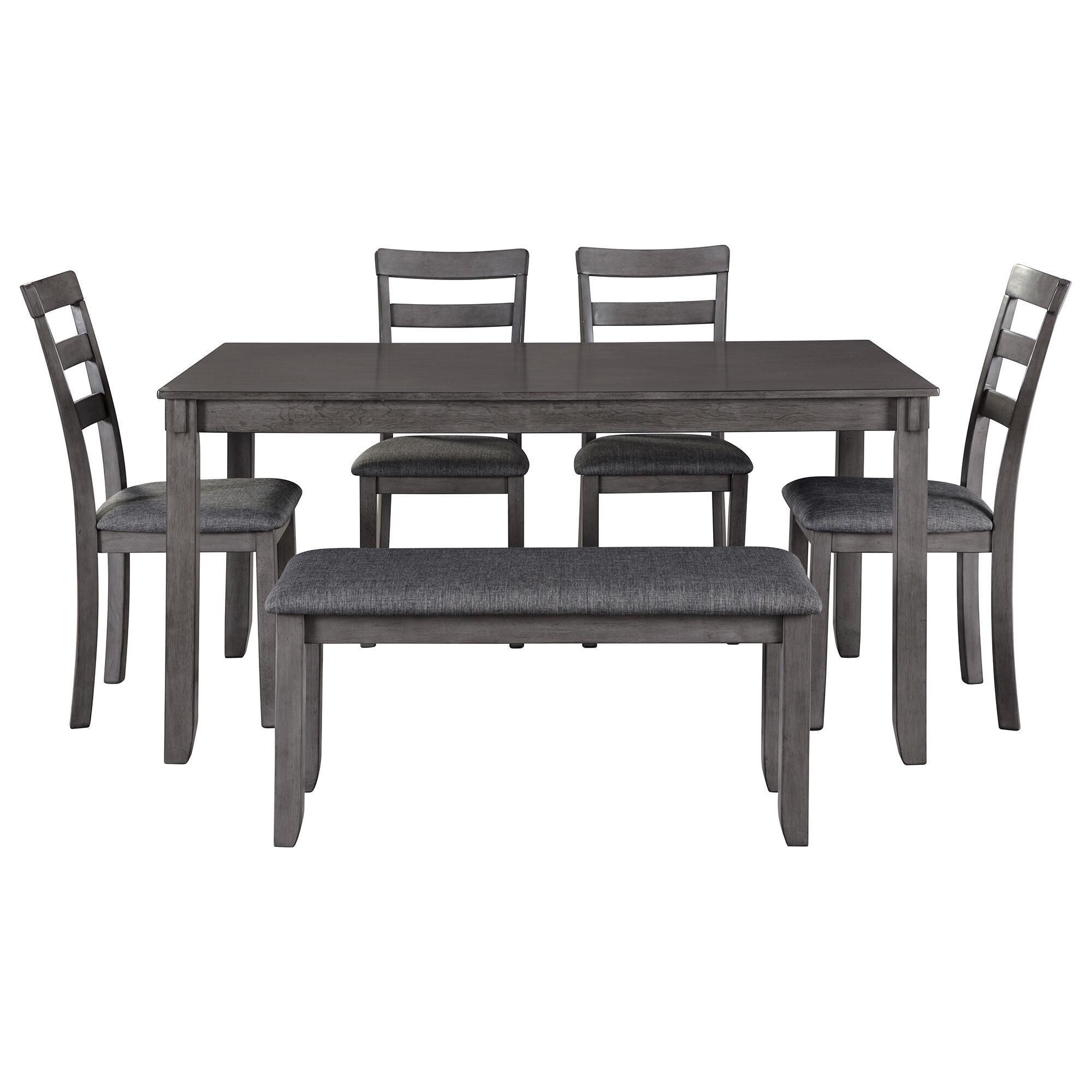 Ashley Bridson 6 Piece Rectangular Dining Set in Gray