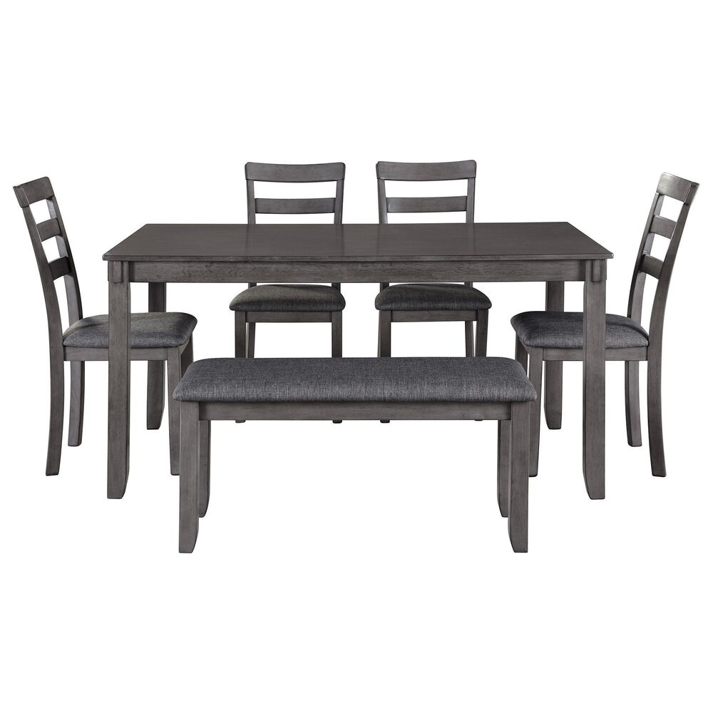 Ashley Bridson 6-Piece Rectangular Dining Set in Gray, , large
