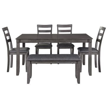 Ashley Bridson 6-Piece Rectangular Dining Set in Gray, , large