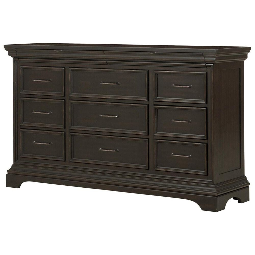 at HOME Caldwell 11 Drawer Dresser Only in Caldwell Dark Brown with Black, , large