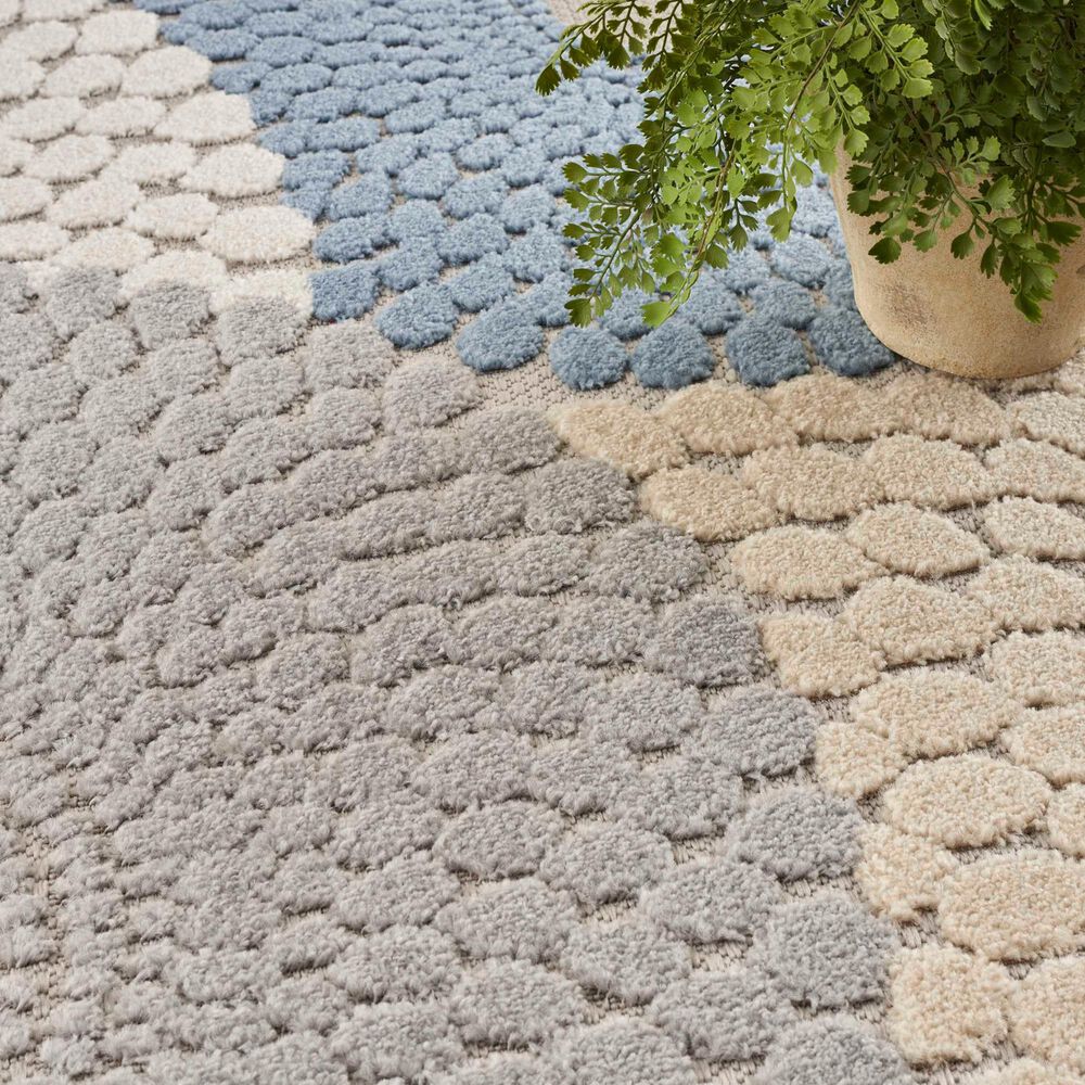 Nourison Aloha ALH29 5&#39;3&quot; x 7&#39;5&quot; Blue and Grey Indoor/Outdoor Area Rug, , large