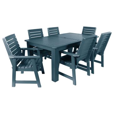 Highwood USA Glennville 7-Piece 72" Rectangular Patio Dining Set in Nantucket Blue, , large