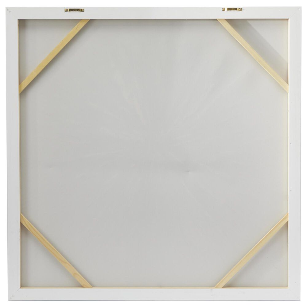 Maple and Jade 39&quot; x 39&quot; Canvas Starburst Radial Wall Art with Silver Frame in White, Blue and Gray, , large