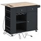 HOMLUX Kitchen Island with Power Outlet and Drop Leaf in Black, , large