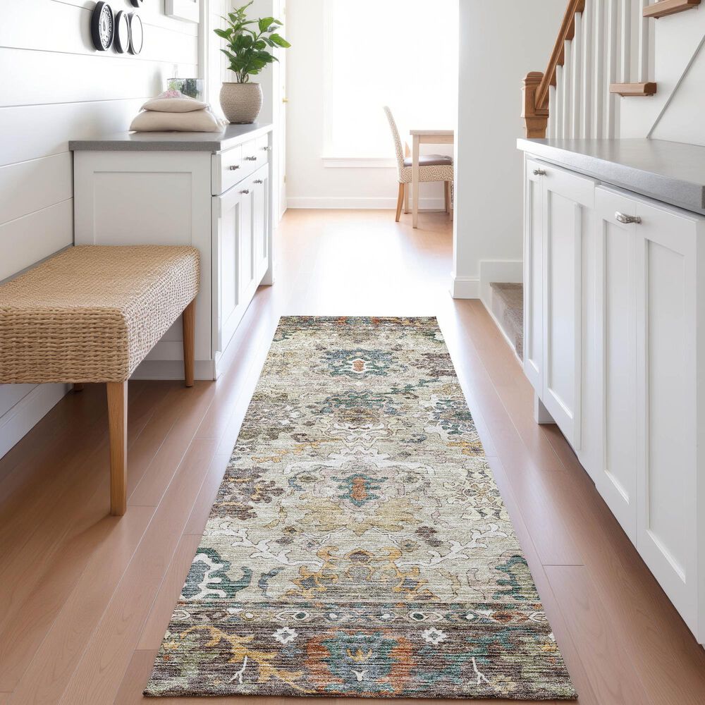 Dalyn Rug Company Silk Road Chocolate, Ivory, Gold, Copper, Blush, Aloe and Wheat 2&#39;3&quot; x 7&#39;6&quot; Runner, , large