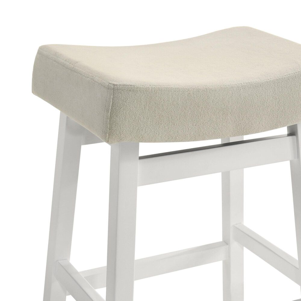 Armen Living Lenon Bar Height Stool in White, , large