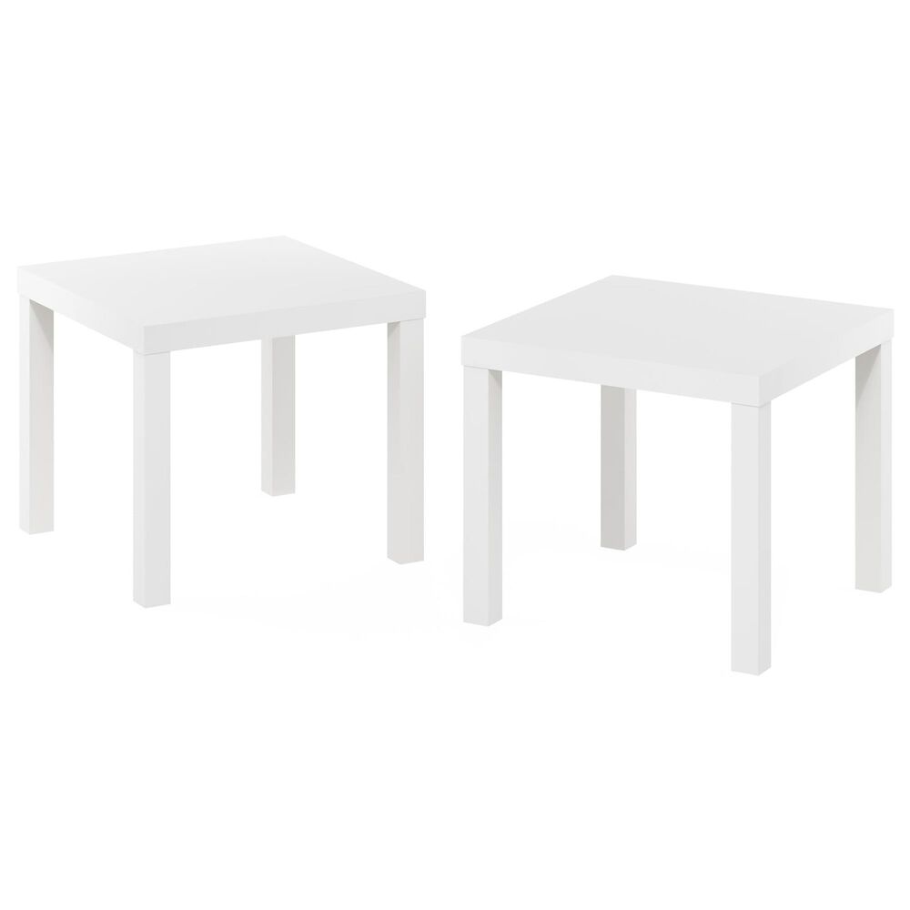 HOMLUX Classic Homey Square End Table in White (Set of 2), , large