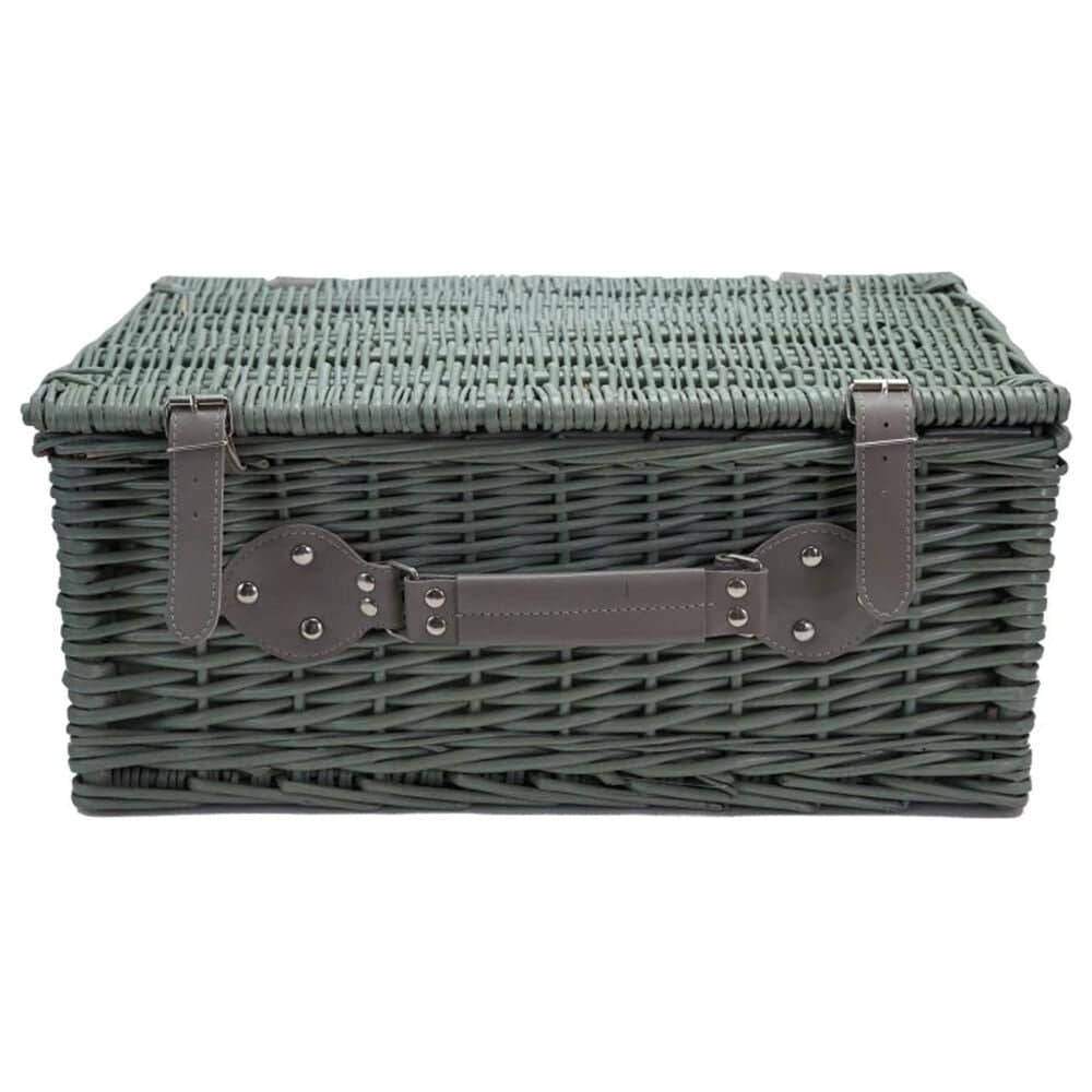 Teak Interiors Picnic Basket for 4 in Green and Grey &#40;Set of 24&#41;, , large