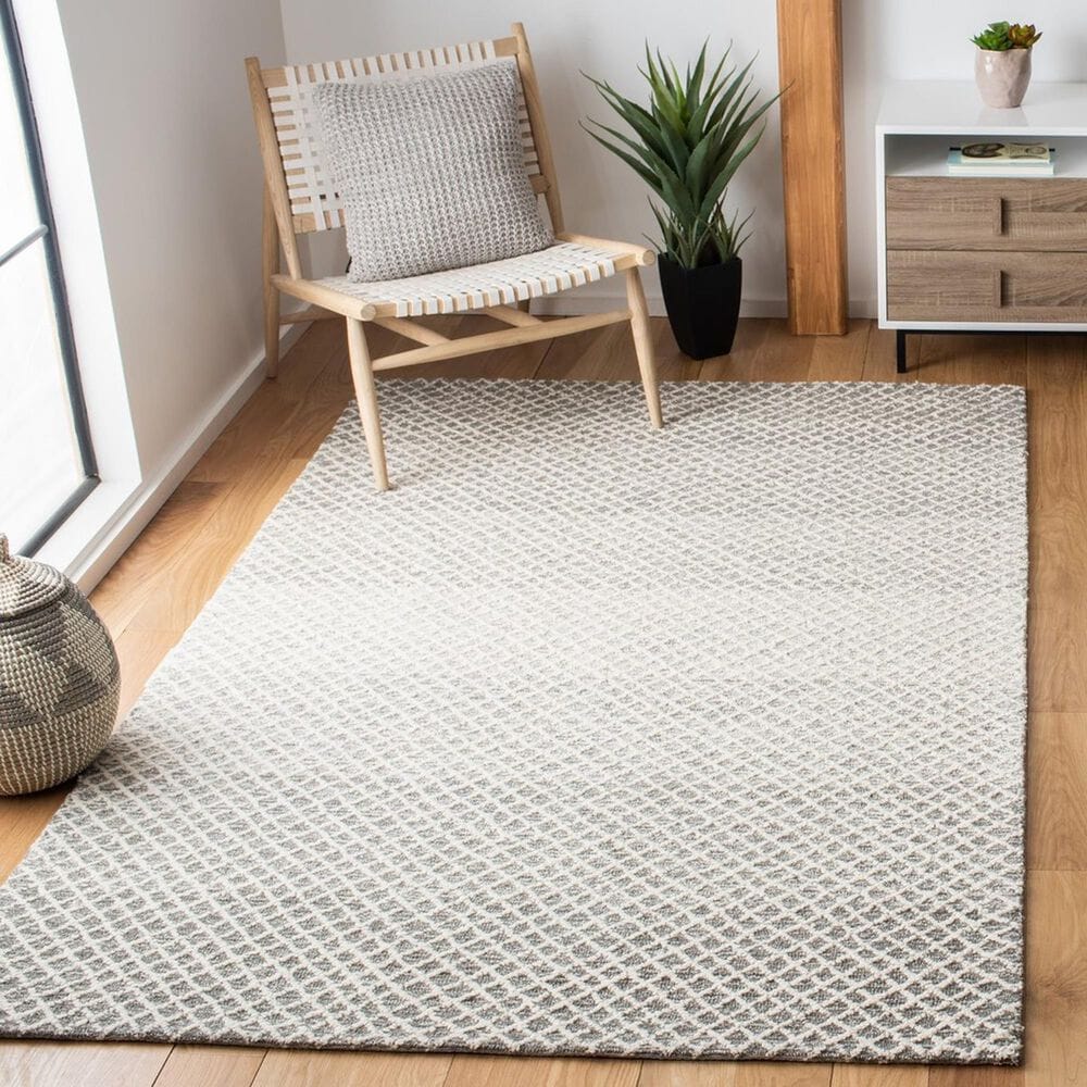 Safavieh Micro-Loop MLP353F 5&#39; x 8&#39; Gray and Ivory Area Rug, , large
