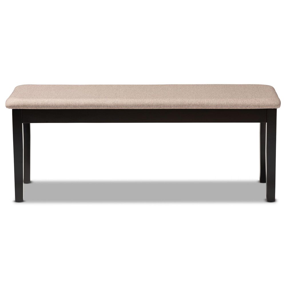Baxton Studio Teresa Dining Bench with Sand Cushion in Dark Brown, , large