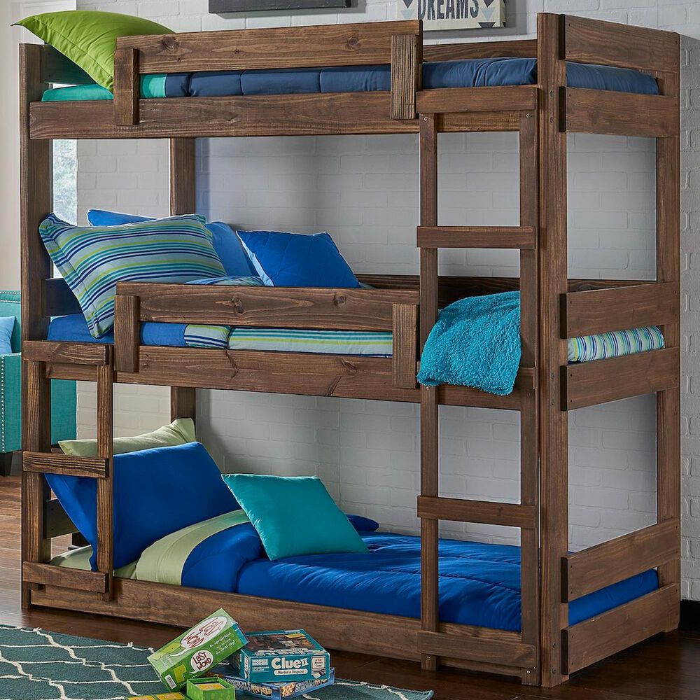 Rusticvale Triple Twin Bunkbed in Chestnut, , large