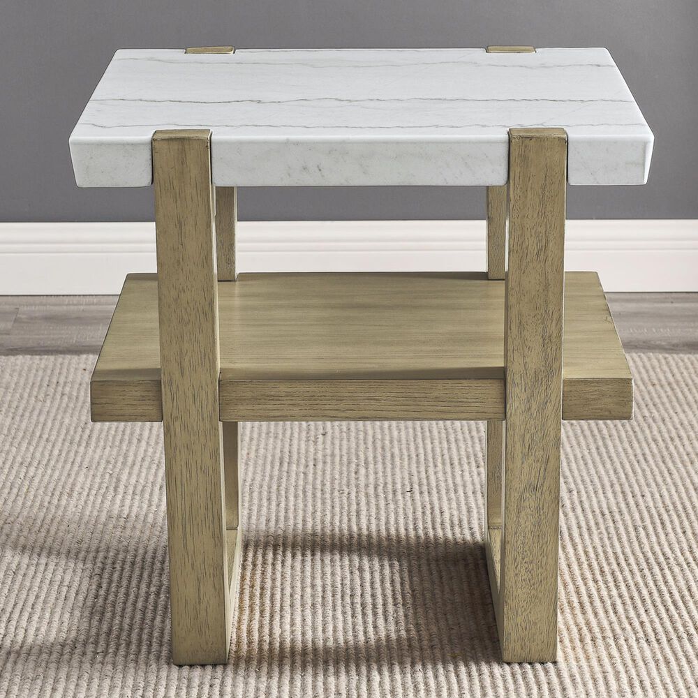 Steve Silver Perth End Table in White and Weathered Sand, , large