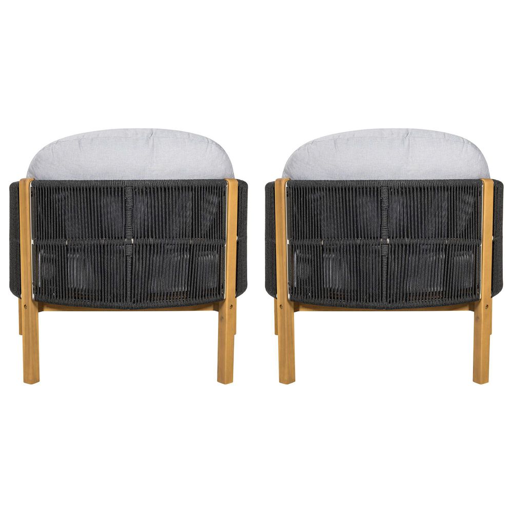 Hearth and Haven Grotta Outdoor Club Chair with Light Teak Frame in Gray (Set of 2), , large