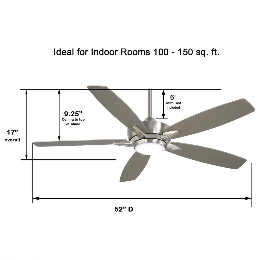 Minka-Aire Kelvyn 52" Ceiling Fan with LED Light in Brushed Nickel, , large