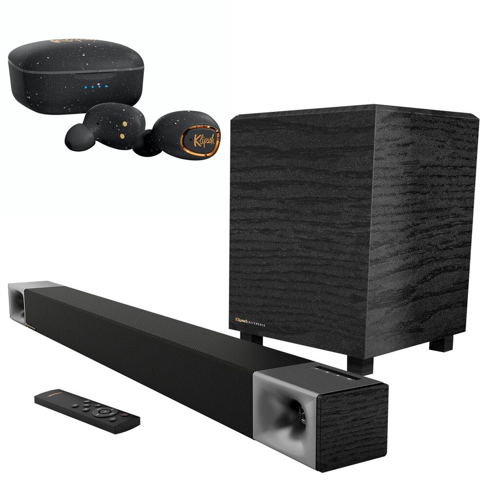 Klipsch Cinema 400W Soundbars and T2 True Wireless Earphones in Black, , large