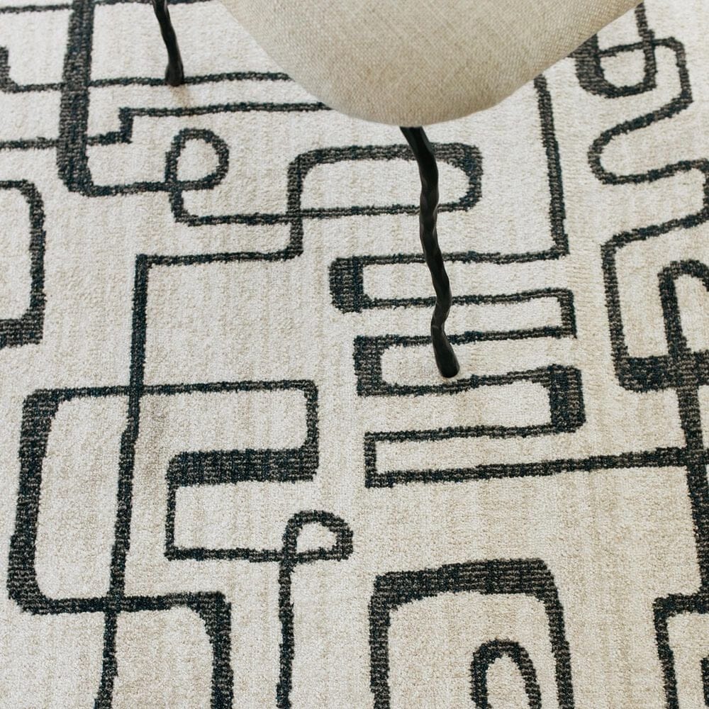 ROW by Oriental Weavers Quinn QUI11 Beige and Black 7'10" x 10' Area Rug, , large