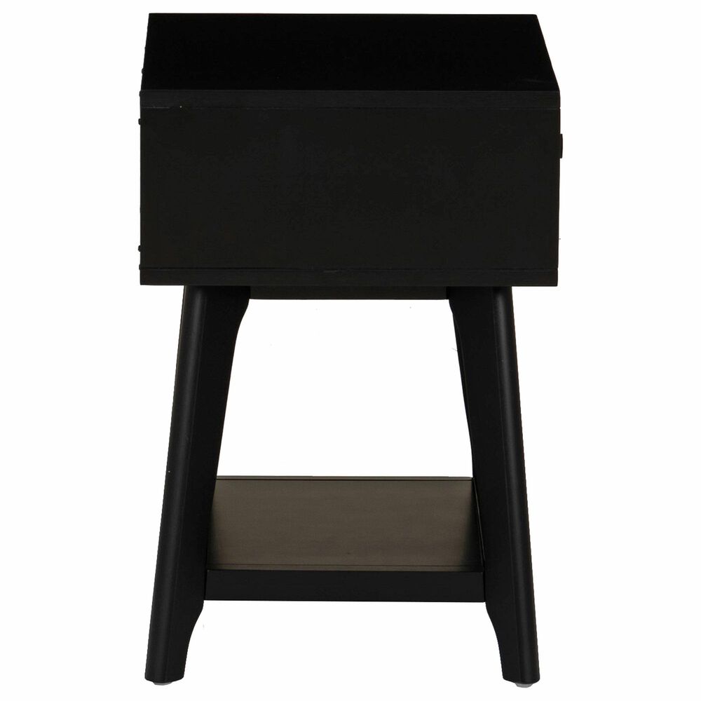 Linon Home Decor Catlett Side Table Nightstand in Matte Black, , large