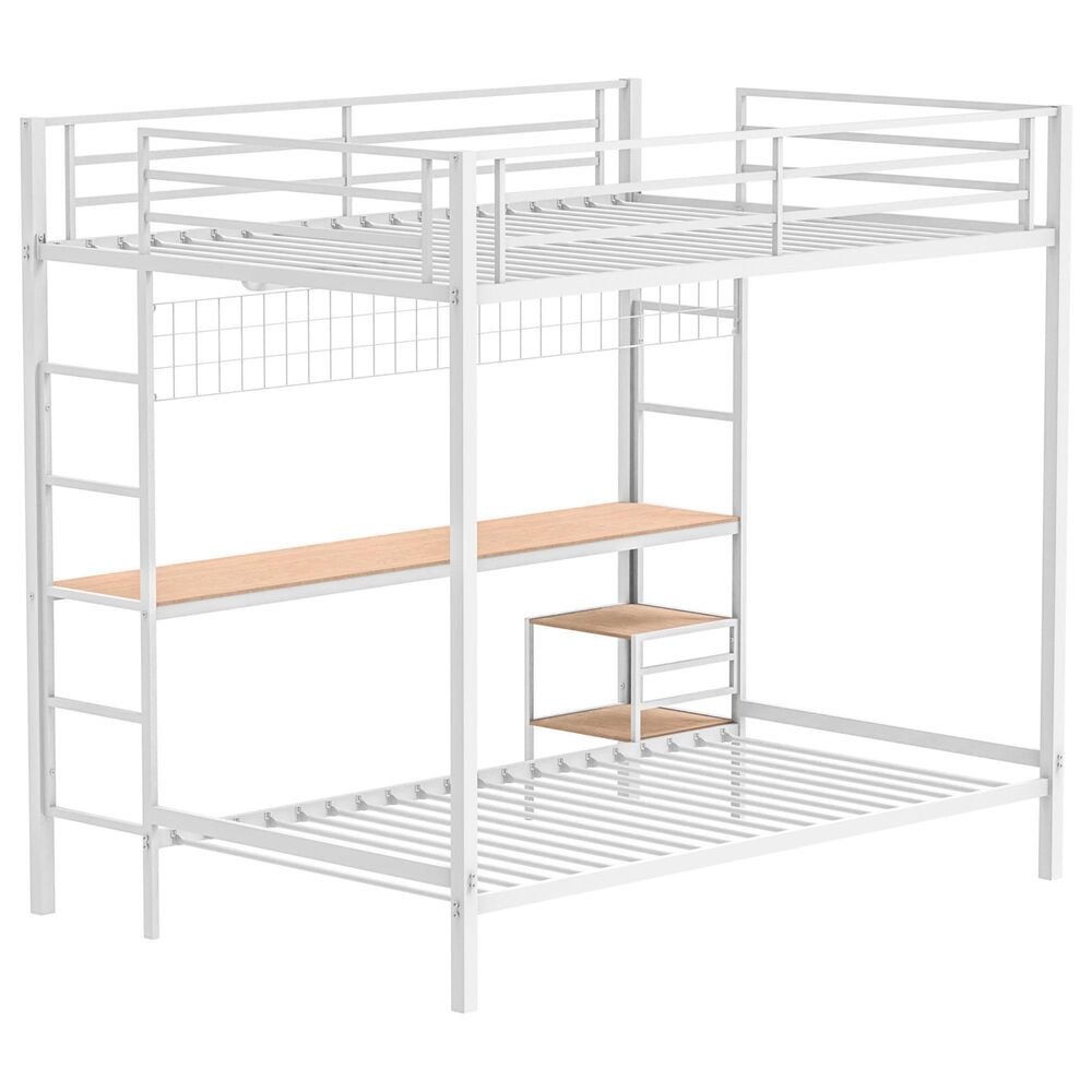 Pacific Landing Bettoni Full Over Twin Bunk Bed in Matte White, , large
