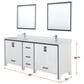 Lexora Home Ziva 84" Double Bathroom Vanity in White with 2 cm White Quartz Top and Rectangular Sinks, , large