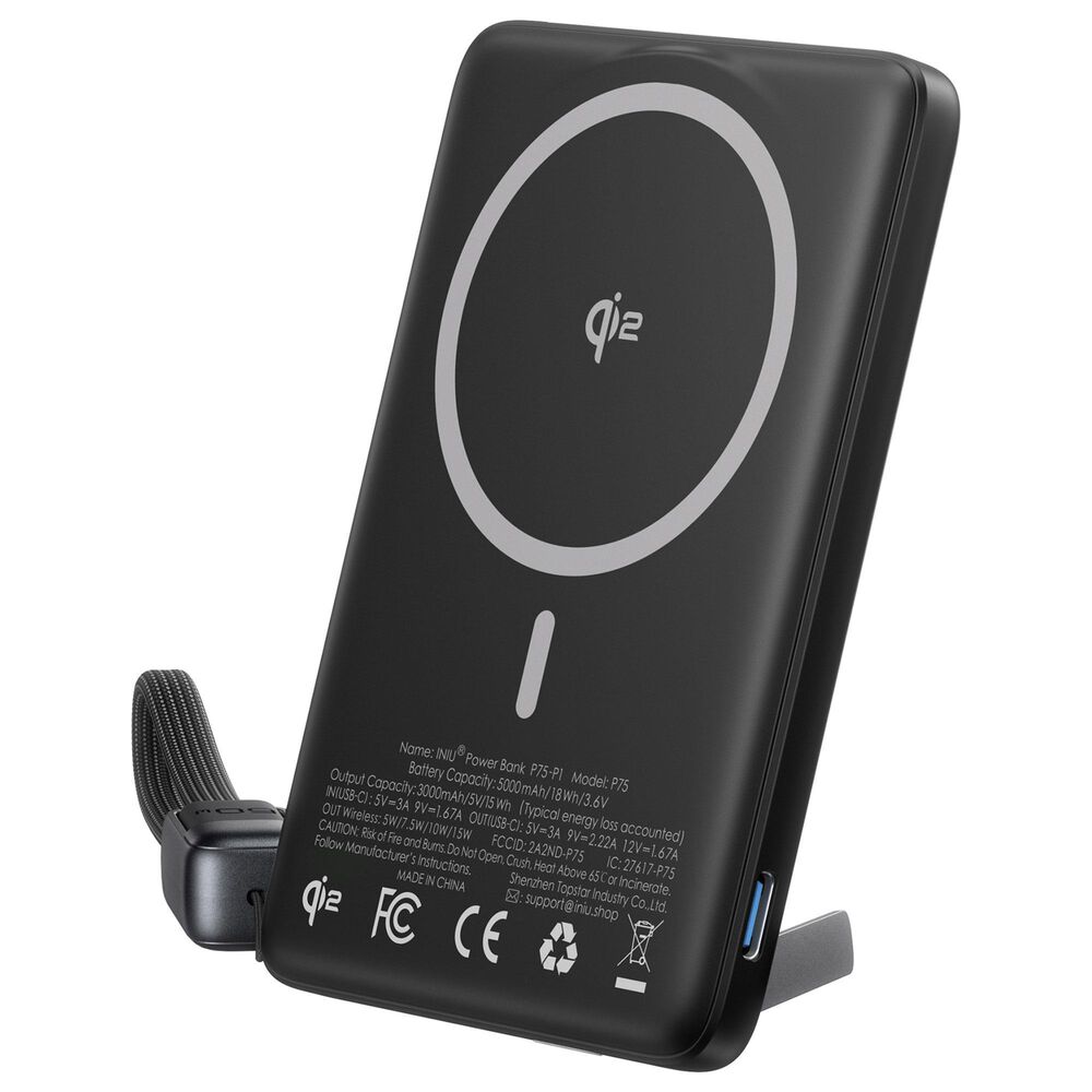 INUI MagPro 5000mAh Slim Power Bank in Black, , large
