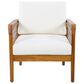 Hearth and Haven Outdoor Club Chair with Handwoven Rope Armrest and Light Teak Frame in Cream, , large